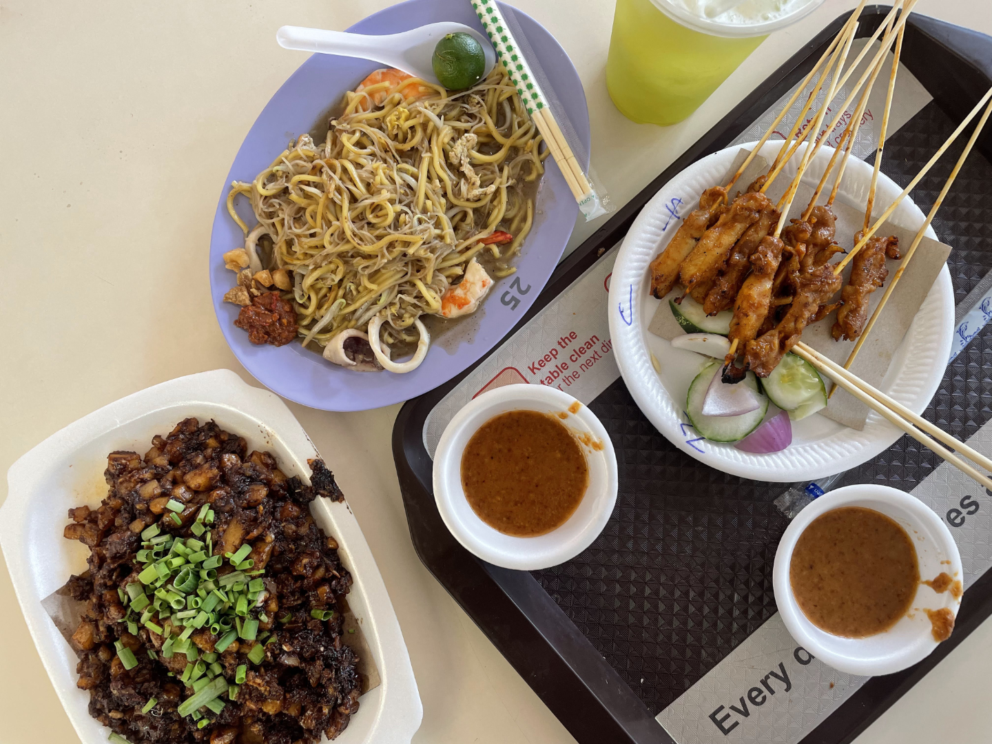 Carrot Cake, Hokkien Mee, and Satay