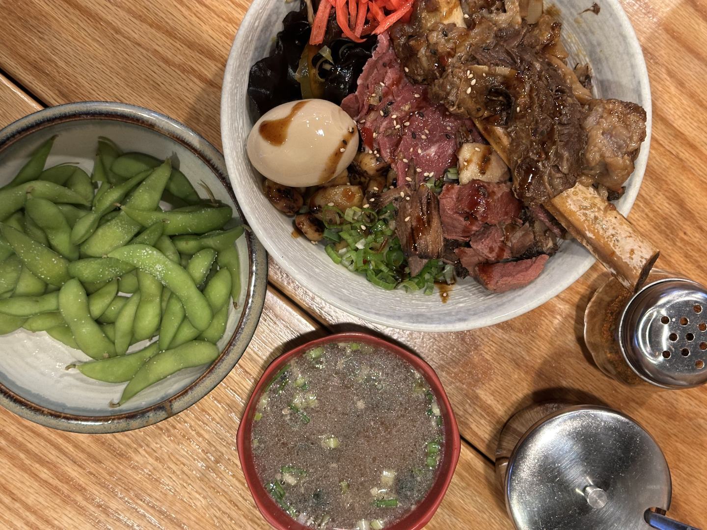 Gyuro Ramen Dog Rice and Edamame