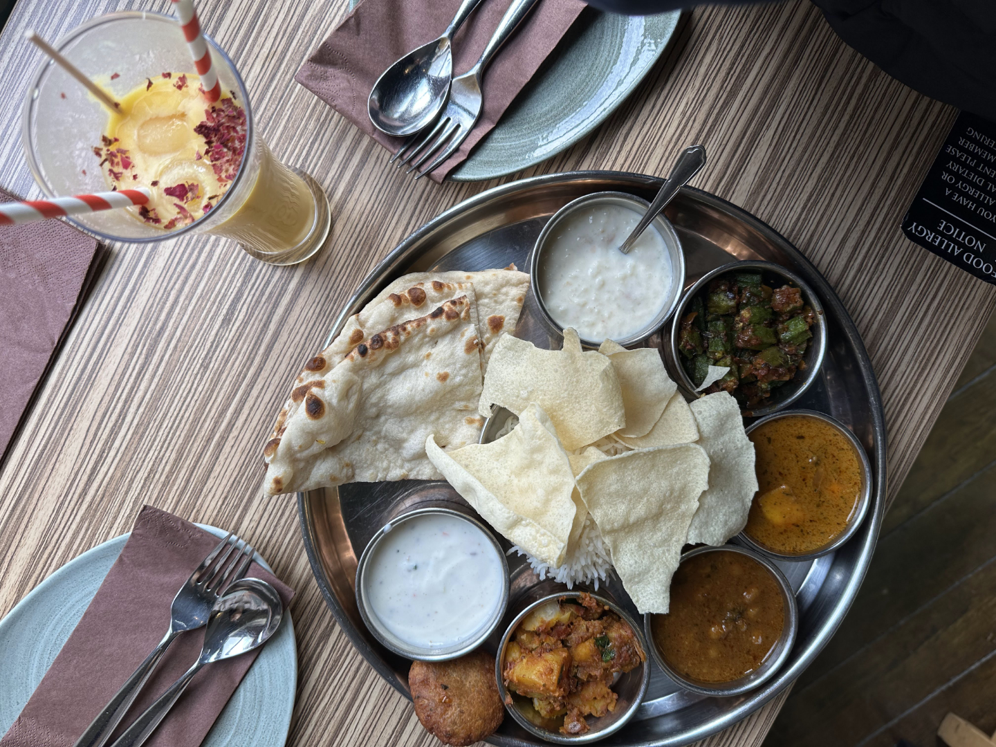 Indian Temptation Grand Thali and Mango Lassi