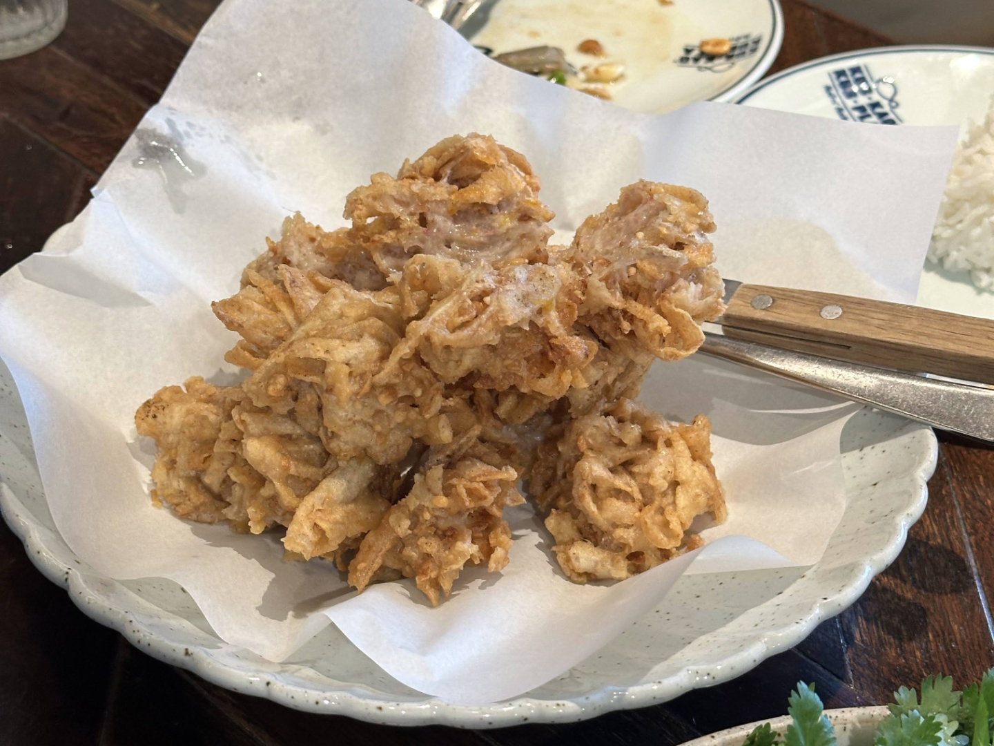 Kub Kao' Kub Pla Deep Fried Taros with Special Sauce