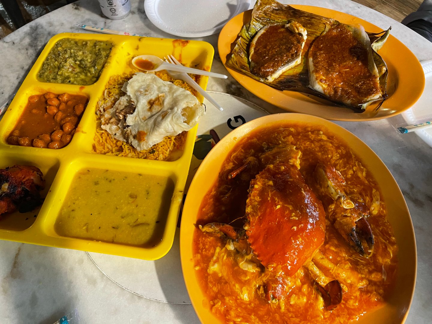 Thali, Sambal Stingray, and Chili Crab